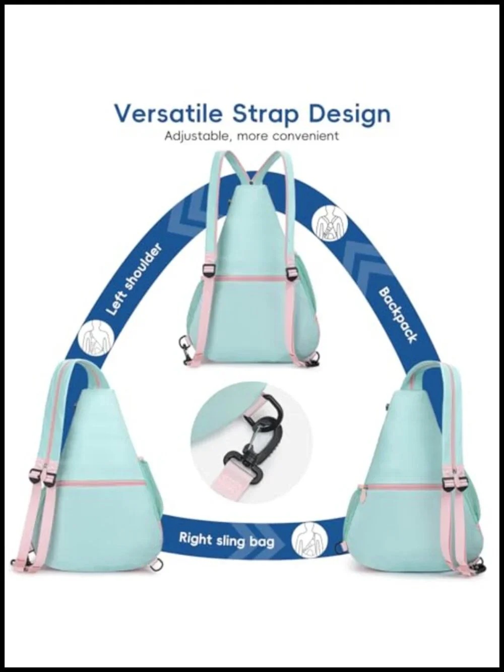 Convertible Pickleball Sling Backpack, Fits 4 Paddles, Wet/Dry Pocket